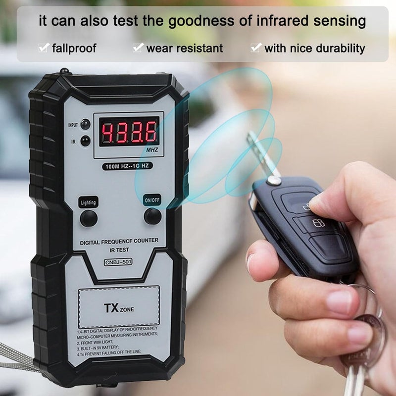 Fockety Remote Key Frequency Tester, 100MHZ to 1GHZ Infrared Remote Control Meter, Portable Key Fob Digital Counter for Access Control - Image 4